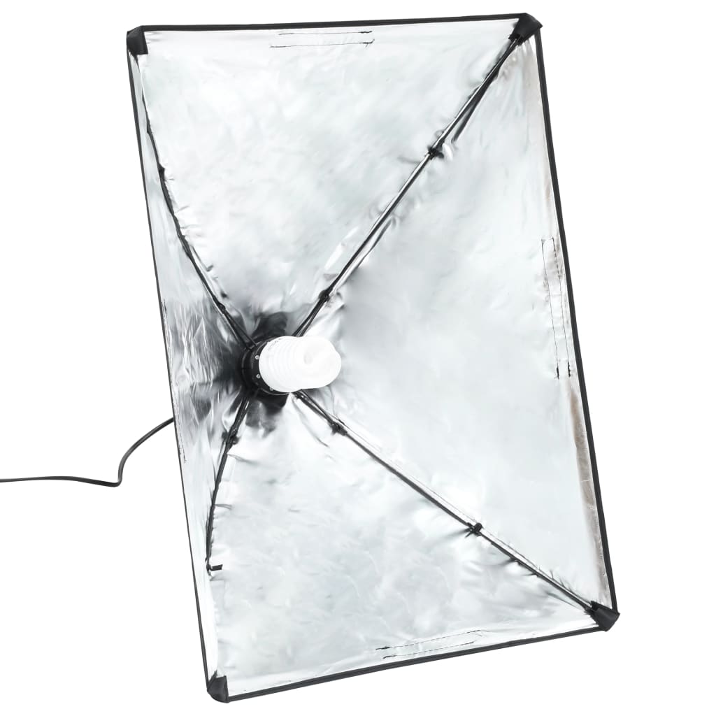 fotostudiesæt med softbox-lamper og baggrund