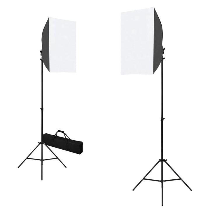 fotostudiesæt med softbox-lamper og baggrund