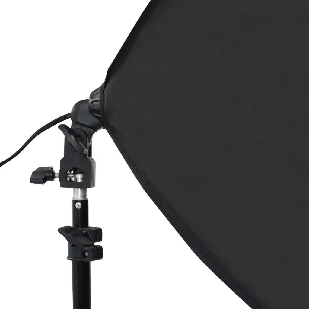 fotostudiesæt med softbox-lamper og baggrund