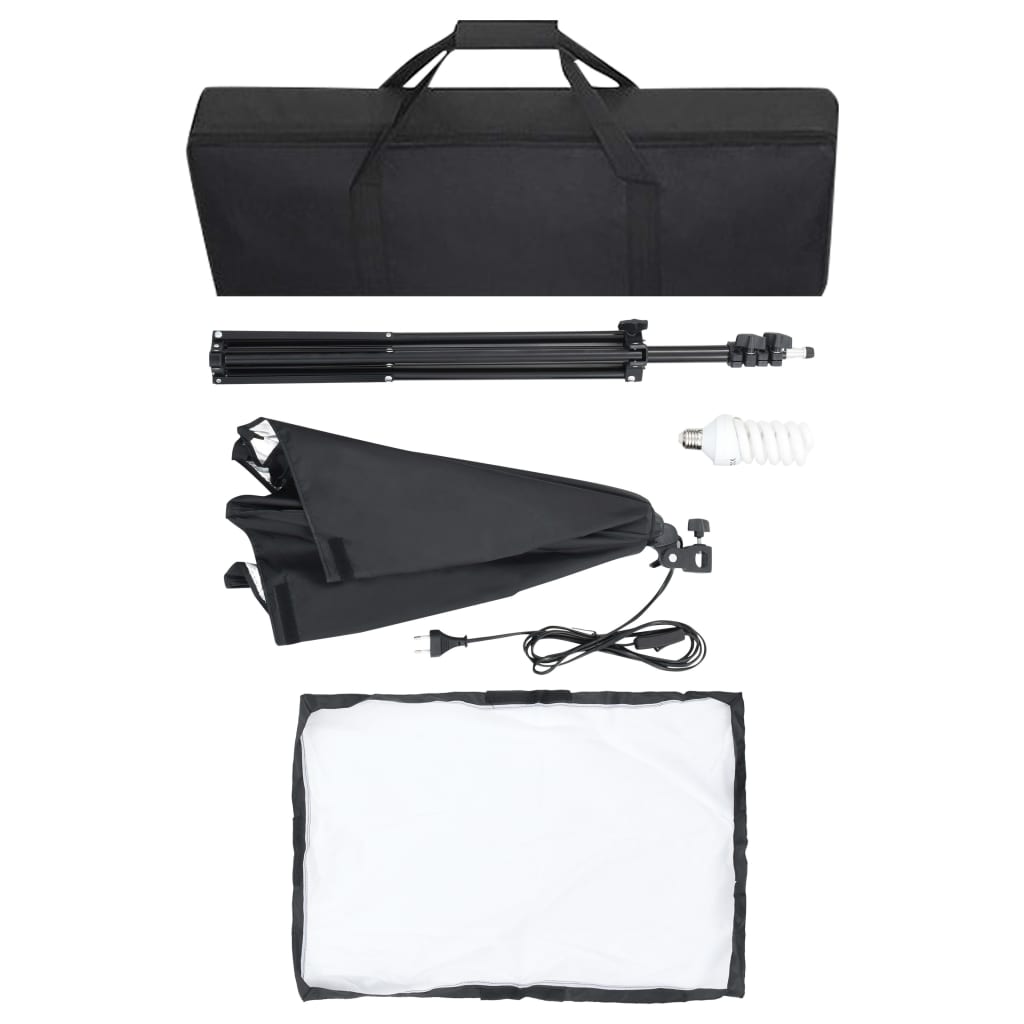 fotostudiesæt med softbox-lamper og baggrund