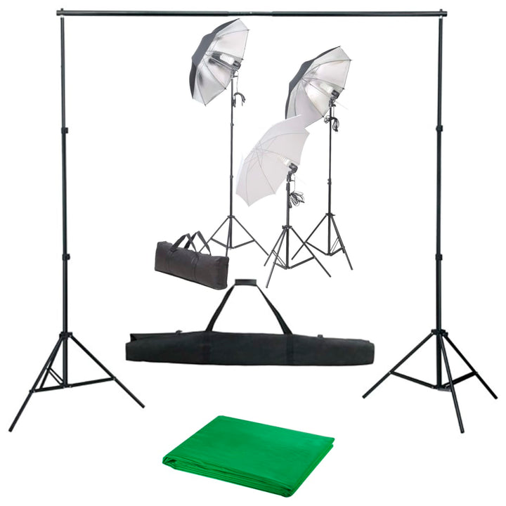 fotostudiesæt med lampesæt og baggrund