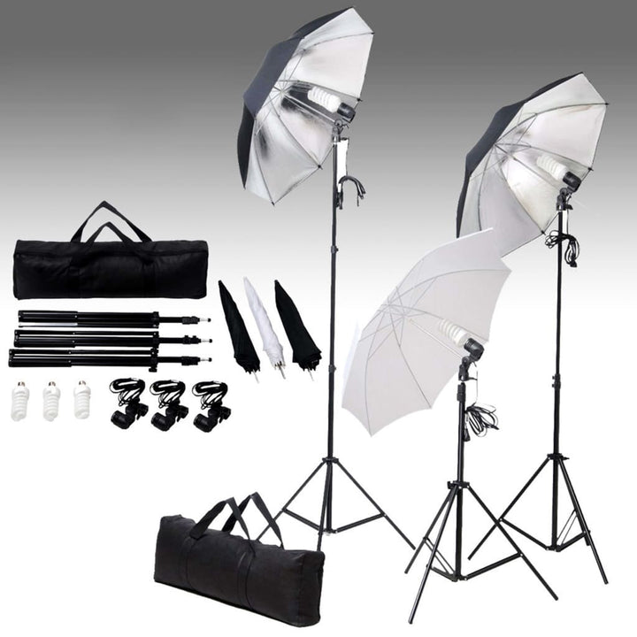 fotostudiesæt med lampesæt og baggrund