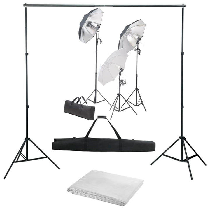 fotostudiesæt med lampesæt og baggrund
