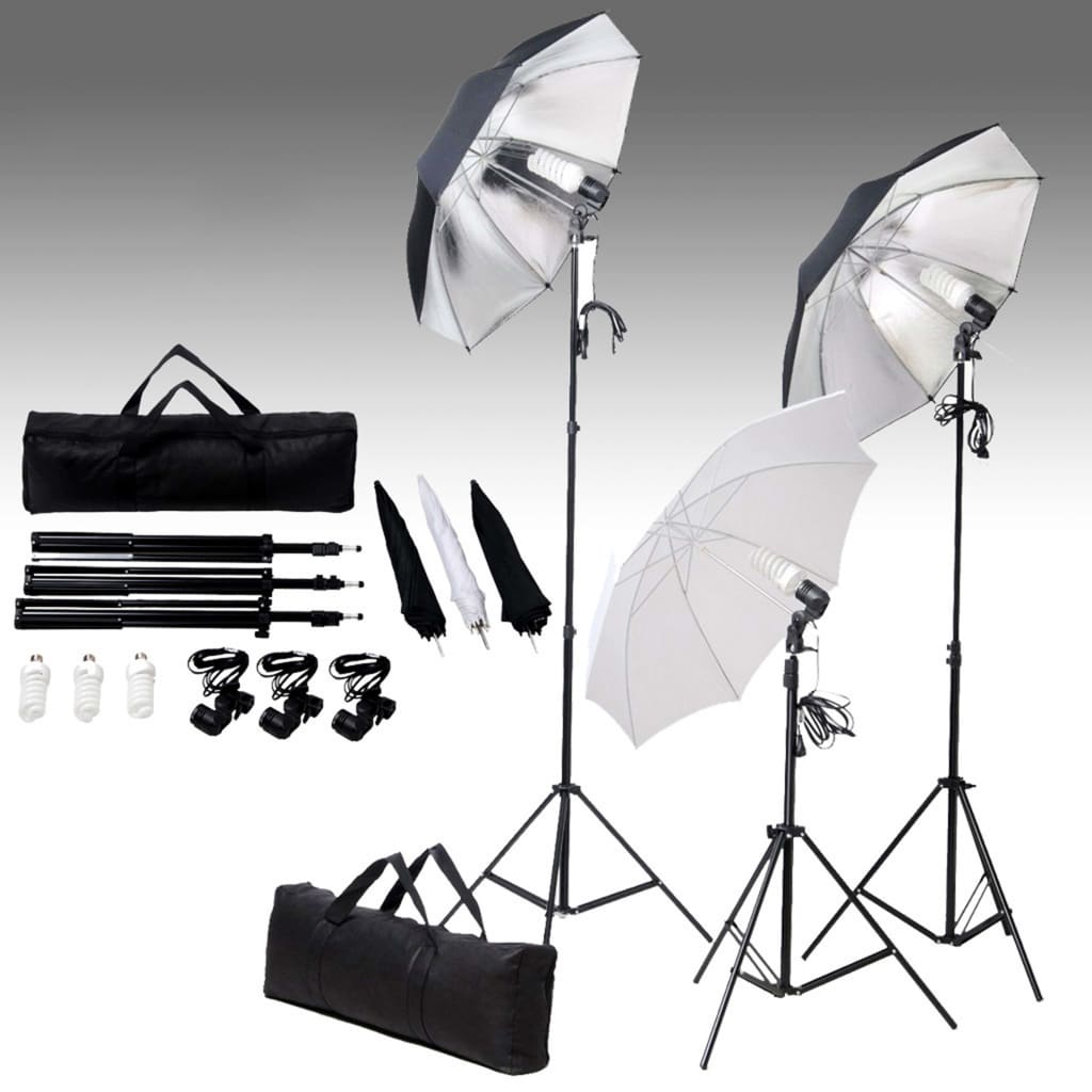 fotostudiesæt med lampesæt og baggrund