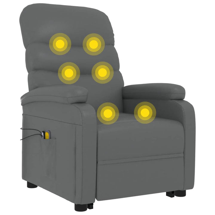 massagestol med løftefunktion kunstlæder antracitgrå