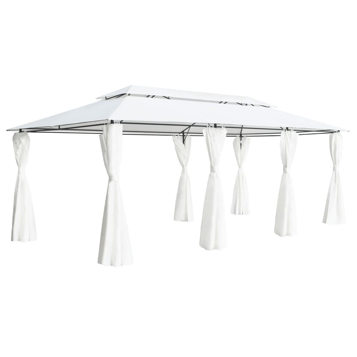pavillon med gardiner 600x298x270 cm 180g/m² hvid