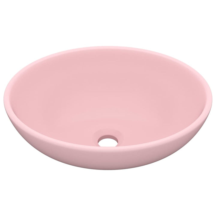 luksuriøs håndvask 40x33 cm keramisk oval mat pink
