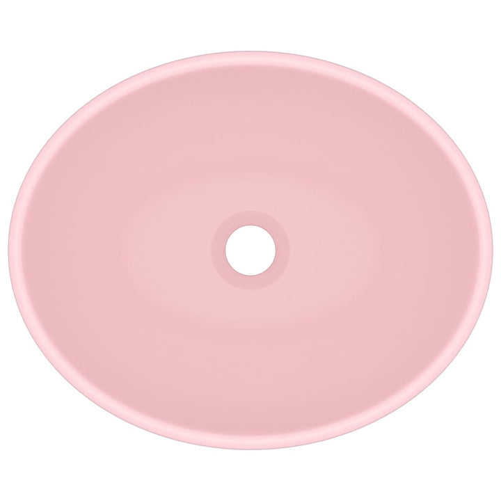 luksuriøs håndvask 40x33 cm keramisk oval mat pink