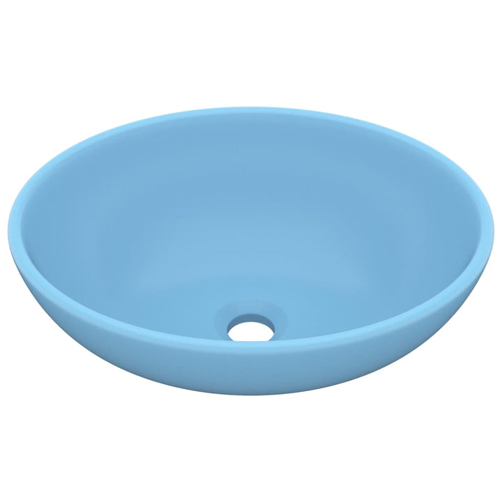 luksuriøs håndvask 40x33 cm keramisk oval mat lyseblå