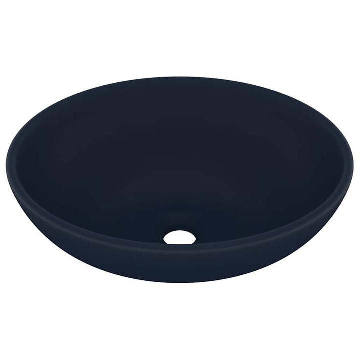 luksuriøs håndvask 40x33 cm keramisk oval mat mørkeblå