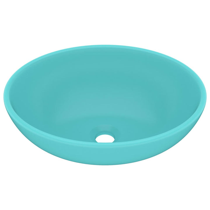 luksuriøs håndvask 40x33 cm keramisk oval mat lysegrøn
