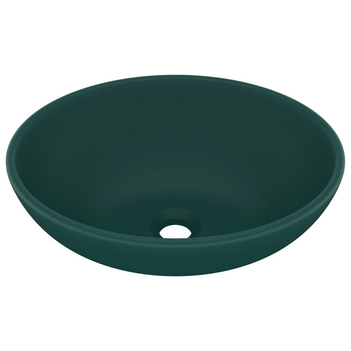 luksuriøs håndvask 40x33 cm keramisk oval mat mørkegrøn
