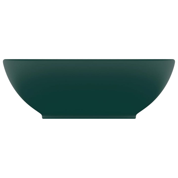 luksuriøs håndvask 40x33 cm keramisk oval mat mørkegrøn
