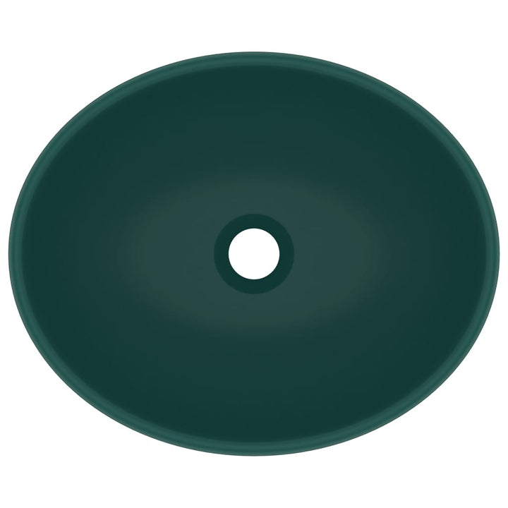 luksuriøs håndvask 40x33 cm keramisk oval mat mørkegrøn