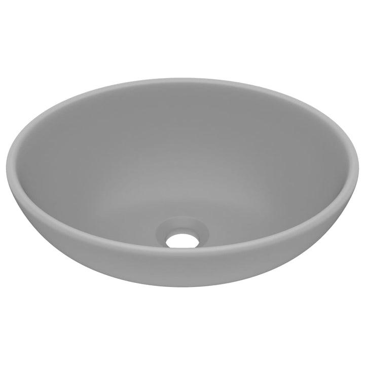 luksuriøs håndvask 40x33 cm keramisk oval mat lysegrå
