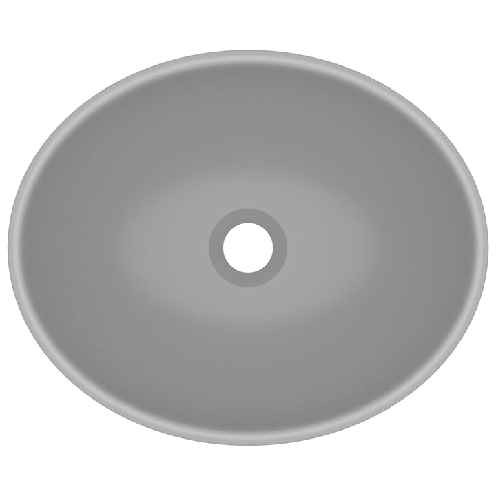 luksuriøs håndvask 40x33 cm keramisk oval mat lysegrå