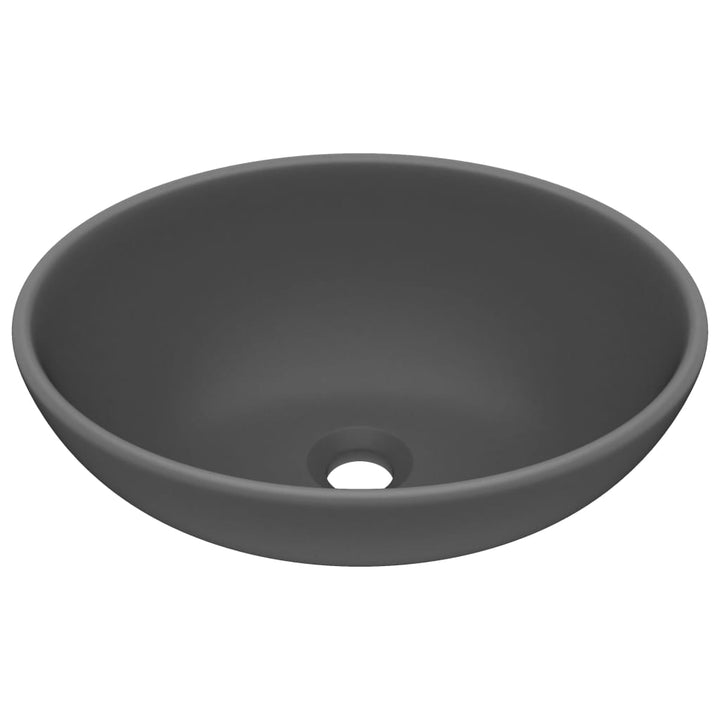 luksuriøs håndvask 40x33 cm keramisk oval mat mørkegrå