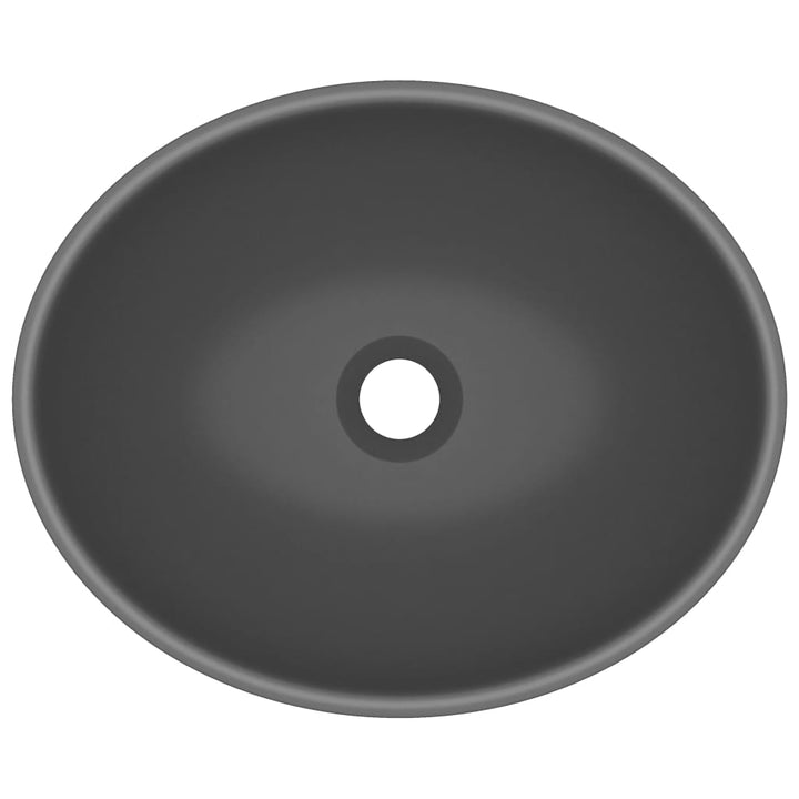 luksuriøs håndvask 40x33 cm keramisk oval mat mørkegrå