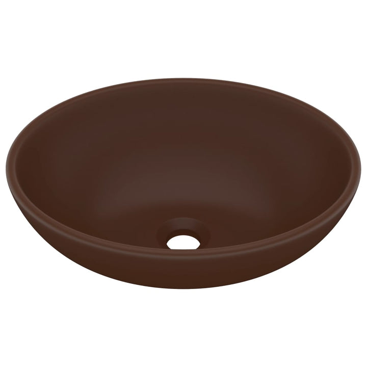 luksuriøs håndvask 40x33 cm keramisk oval mat mørkebrun