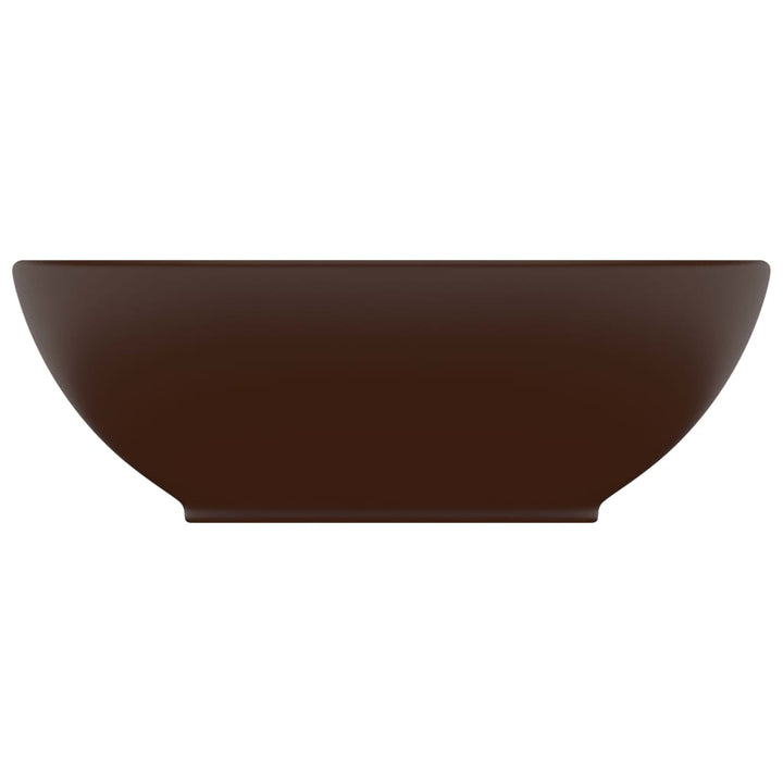 luksuriøs håndvask 40x33 cm keramisk oval mat mørkebrun