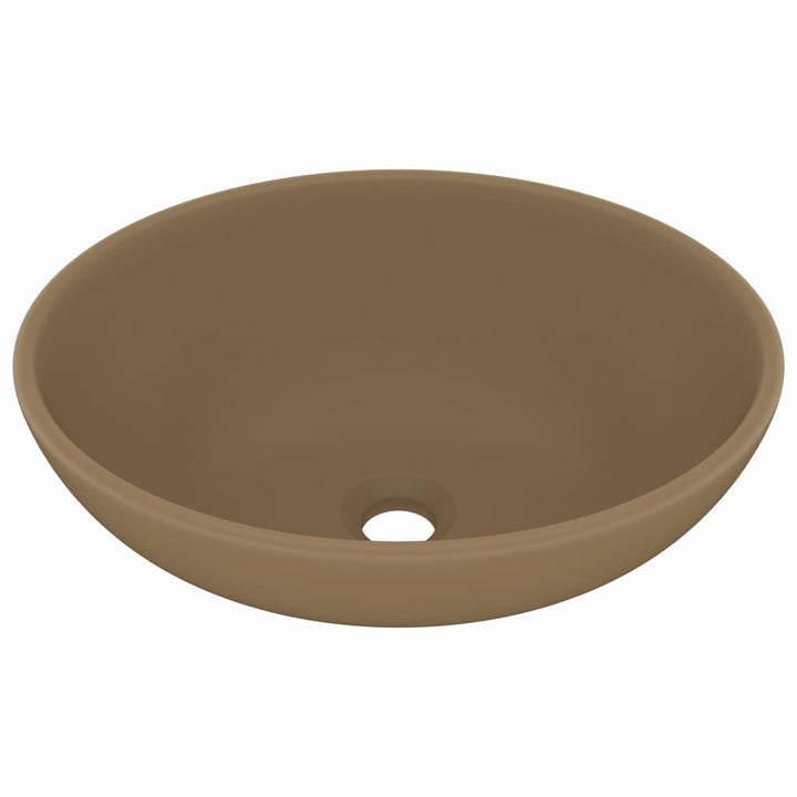 luksuriøs håndvask 40x33 cm keramisk oval mat cremefarvet