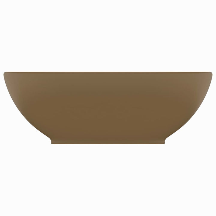 luksuriøs håndvask 40x33 cm keramisk oval mat cremefarvet