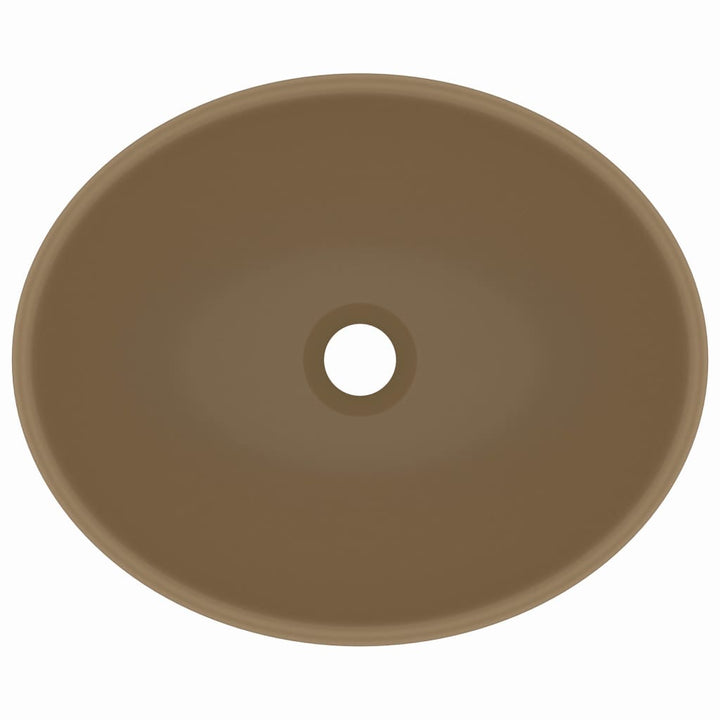 luksuriøs håndvask 40x33 cm keramisk oval mat cremefarvet