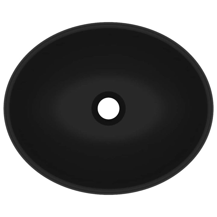 luksuriøs håndvask 40x33 cm keramisk oval mat sort