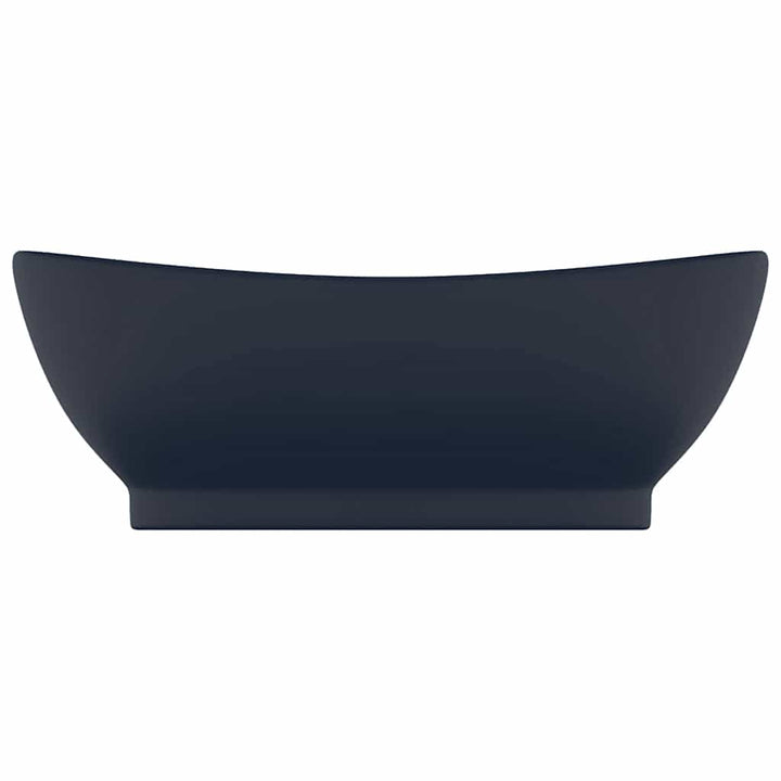 luksuriøs håndvask overløb 58,5x39cm keramisk oval mat mørkeblå