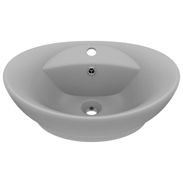 luksuriøs håndvask overløb 58,5x39 cm keramik oval mat lysegrå