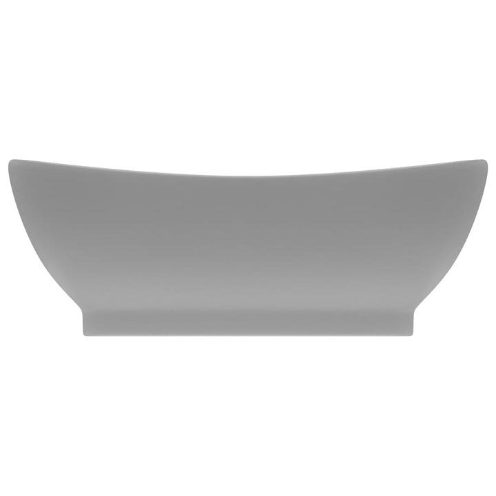luksuriøs håndvask overløb 58,5x39 cm keramik oval mat lysegrå