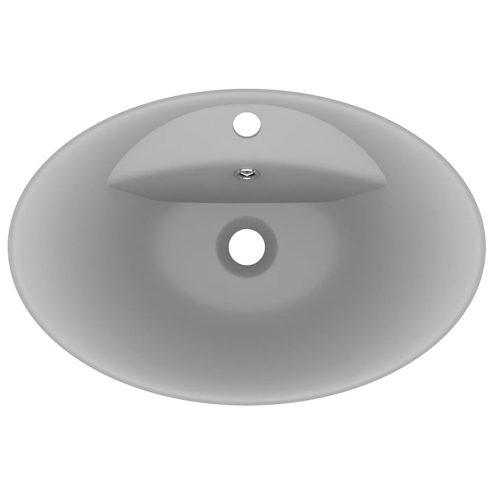 luksuriøs håndvask overløb 58,5x39 cm keramik oval mat lysegrå