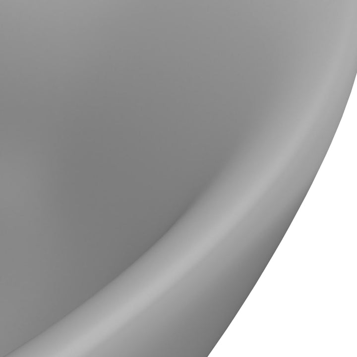 luksuriøs håndvask overløb 58,5x39 cm keramik oval mat lysegrå