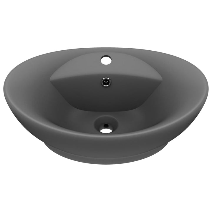 luksuriøs håndvask overløb 58,5x39 cm keramik oval mat mørkegrå