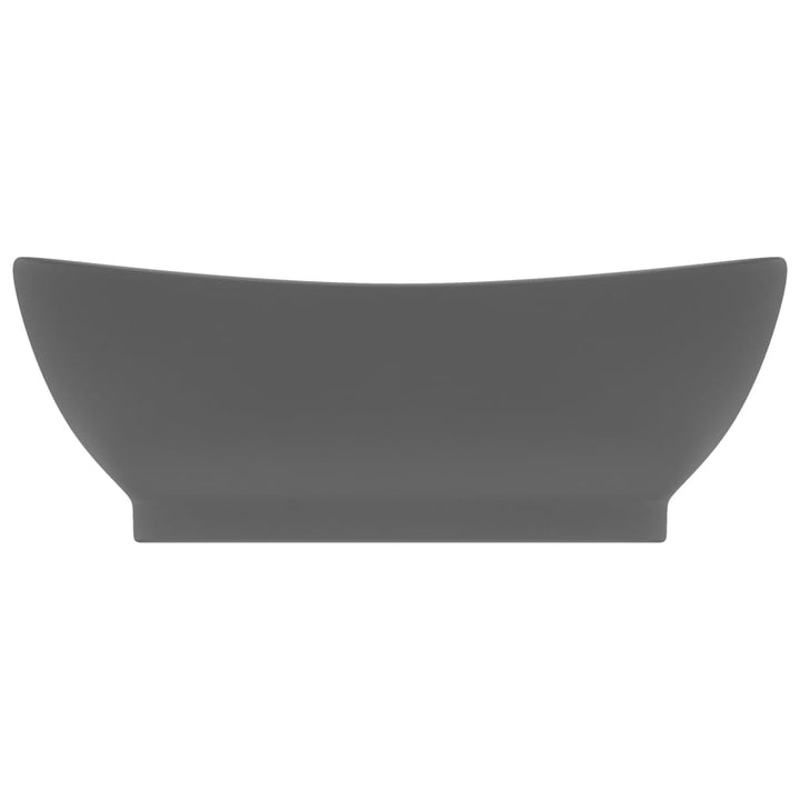 luksuriøs håndvask overløb 58,5x39 cm keramik oval mat mørkegrå