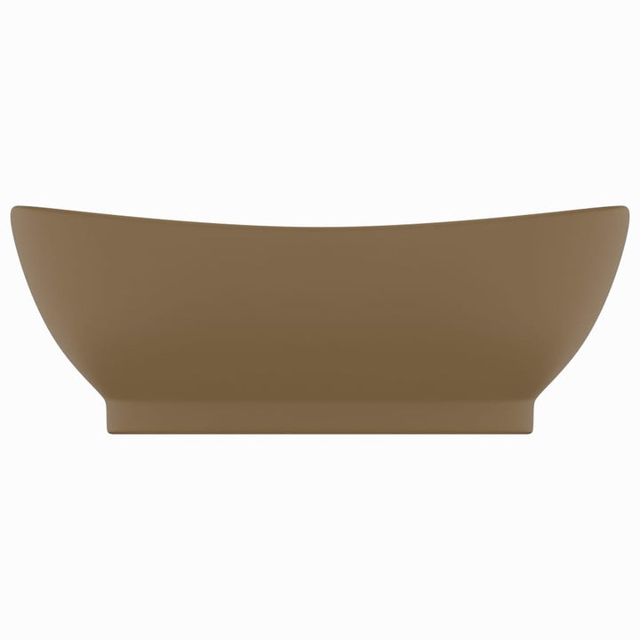 luksuriøs håndvask overløb 58,5x39 cm keramik oval mat creme