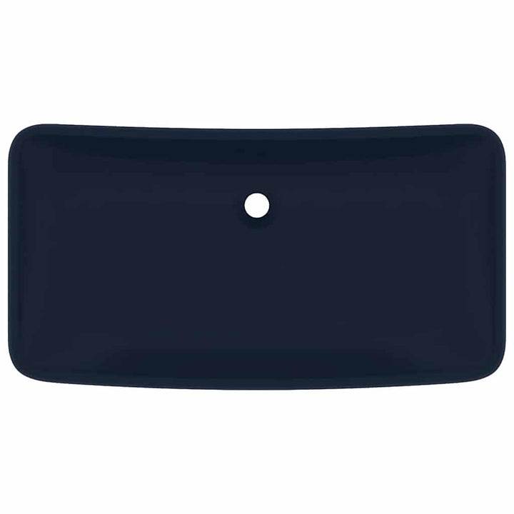 luksuriøs håndvask 71x38 cm rektangulær keramik mat mørkeblå