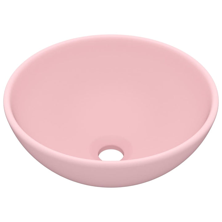 luksuriøs håndvask 32,5x14 cm rund keramisk mat lyserød