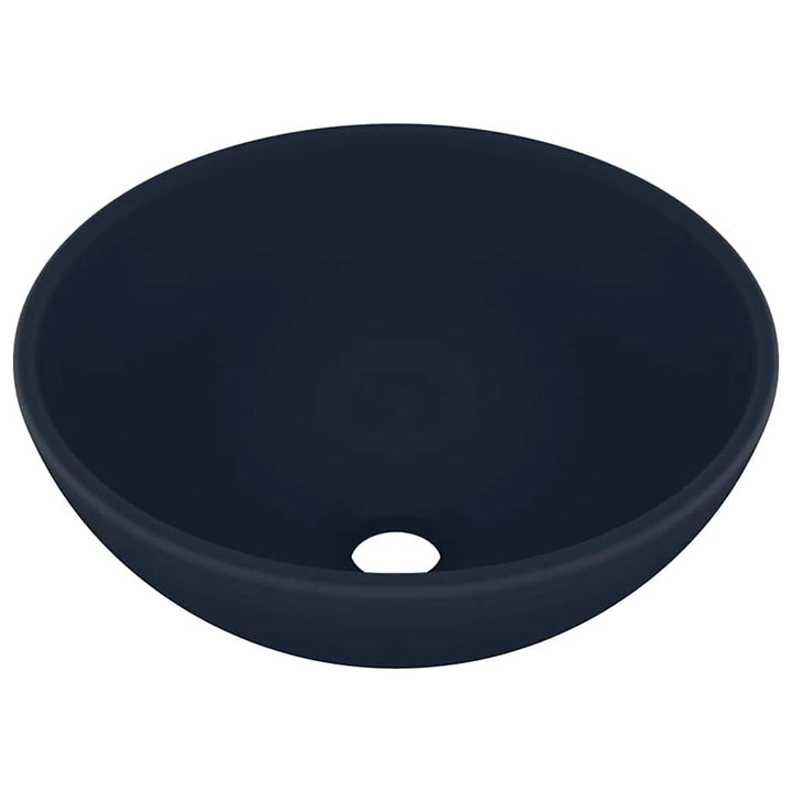 luksuriøs håndvask 32,5x14 cm rund keramisk mat mørkeblå