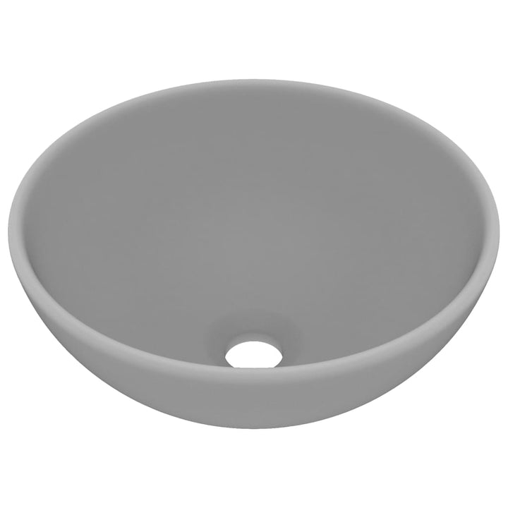 luksuriøs håndvask 32,5x14 cm rund keramisk mat lysegrå