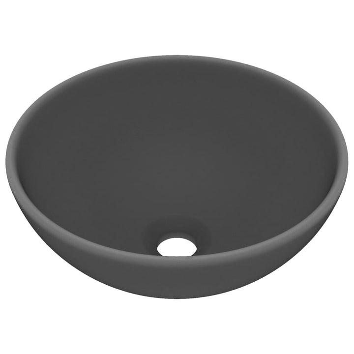 luksuriøs håndvask 32,5x14 cm rund keramisk mat mørkegrå