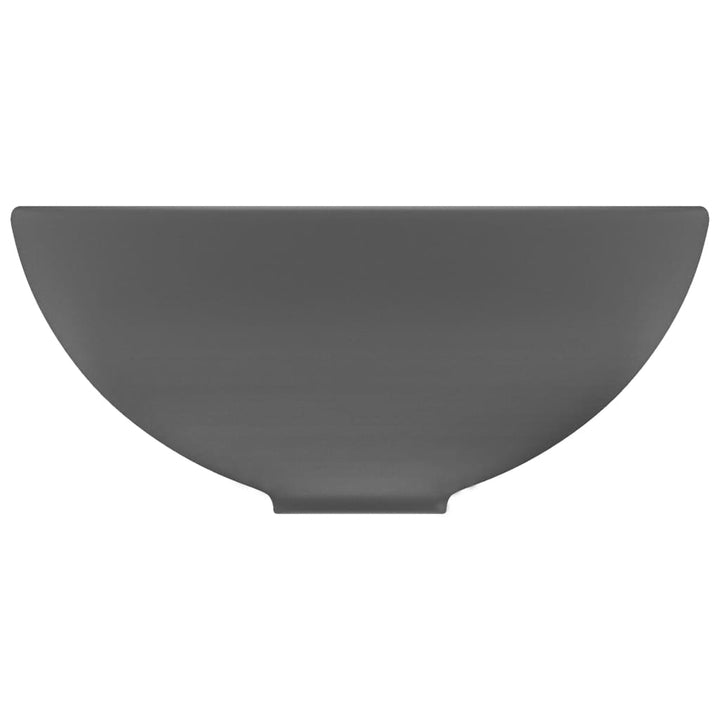 luksuriøs håndvask 32,5x14 cm rund keramisk mat mørkegrå