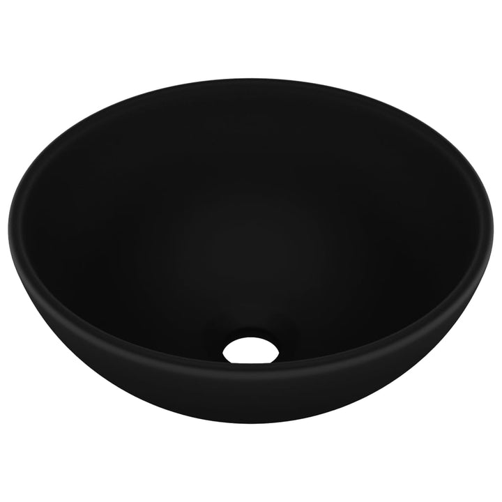 luksuriøs håndvask 32,5x14 cm rund keramisk mat sort