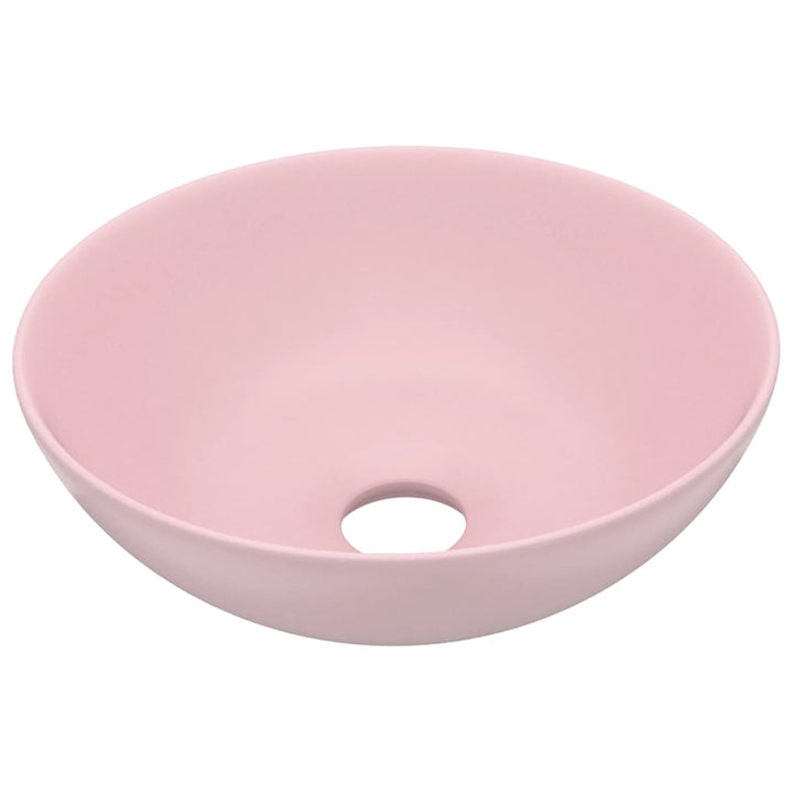 keramisk håndvask til badeværelse rund mat pink