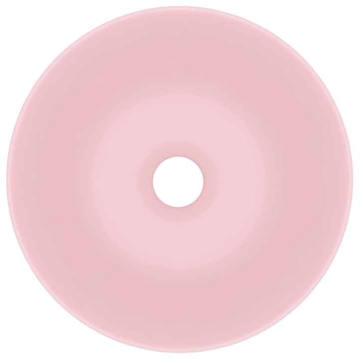 keramisk håndvask til badeværelse rund mat pink