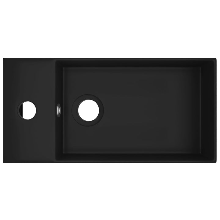 håndvask med overløb til badeværelse keramisk mat sort