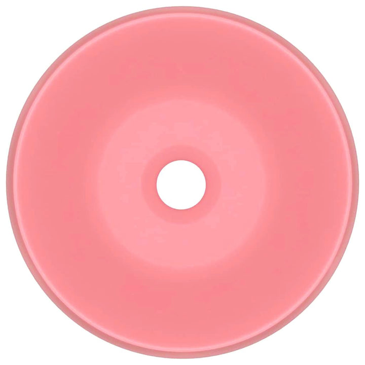 luksuriøs håndvask 40x15 cm rund keramisk mat pink