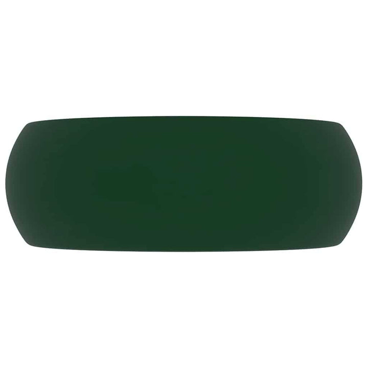 luksuriøs håndvask 40x15 cm rund keramik mat mørkegrøn