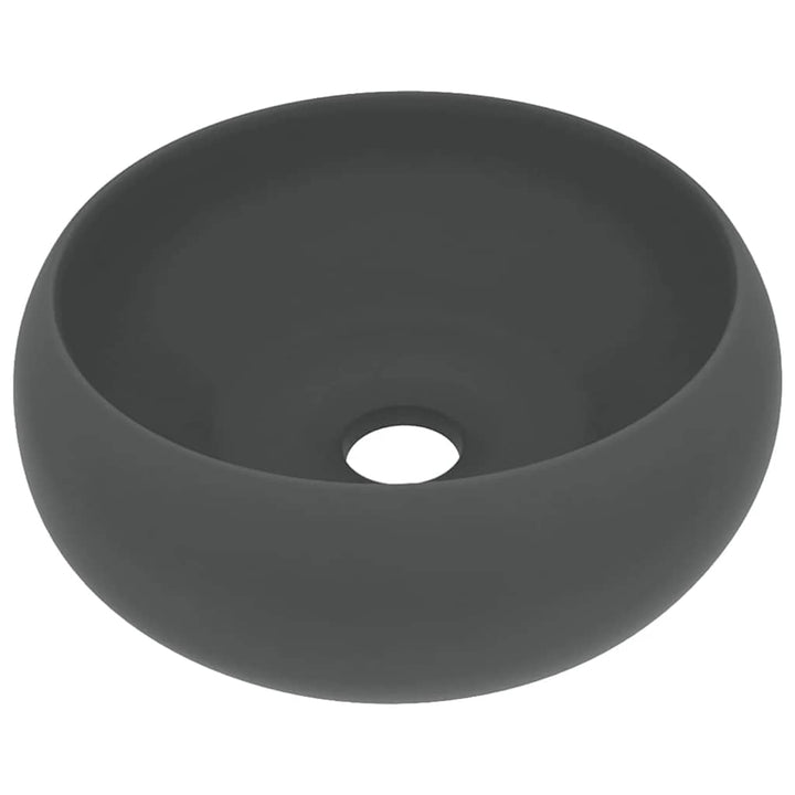 luksuriøs håndvask 40x15 cm rund keramik mat mørkegrå