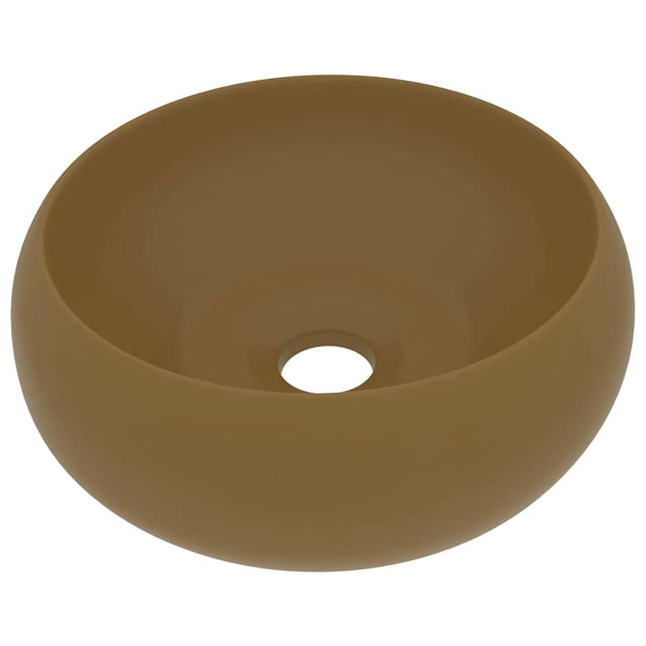 luksuriøs håndvask 40x15 cm rund keramik mat cremefarvet